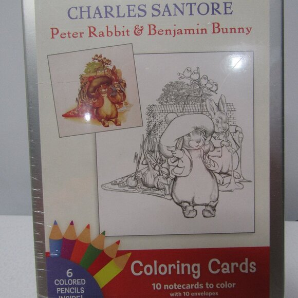 NWT! British Library Peter Rabbit & Benjamin Bunny Coloring Cards Set - Picture 1 of 11